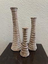 Vintage Pottery Rustic Bohemian Style Candleholders Set picture