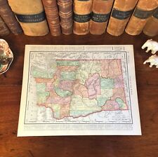 Large Original 1898 Antique Map WASHINGTON STATE Spokane Valley Tacoma Kennewick picture
