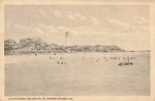 Lighthouse & Beach St. Simons Island Georgia GA c1920 Postcard picture