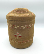 Antique Native American Alaska Aleut Attu Aleutian Lidded Knob Basket Design picture