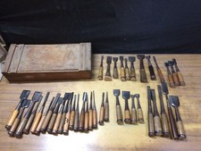 Japanese Wood Chisels Nomi Large Mixed Lot Ouchi Kaneichi Inahiro Vintage picture