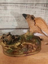 Book of Knowledge Vintage Reproduction Mechanical Cast Iron Eagle Eaglets Bank picture