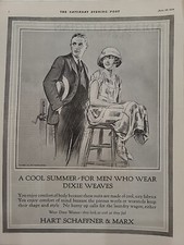 1924 Hart Schaffner & Marx Clothing S. E. Post Print Ad Dixie Weaves picture