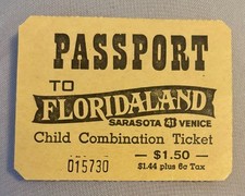 1960s Floridaland Ticket Stub Sarasota Venice Florida Roadside Attraction picture