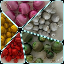 Vintage Small Satin Silk Thread Ball Christmas Ornamens 140 Mixed Colors picture