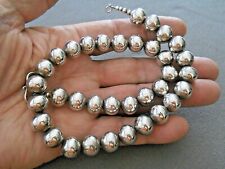 Southwestern Sterling Silver Round Uniform Bead Necklace / Choker 18.5
