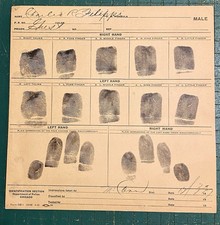 Vtg 1930s Chicago Police Department Fingerprint Card True Crime Gangster Era picture
