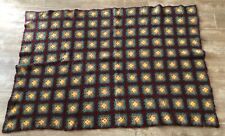 Granny Square lap size Vintage handmade Afghan knit Blanket 38 x 55