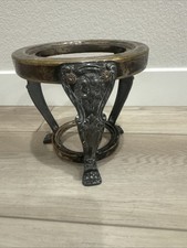 Silver Plated Ornate Chafing Dish Stand Lion Vintage Gothic MCM Plant Riser picture