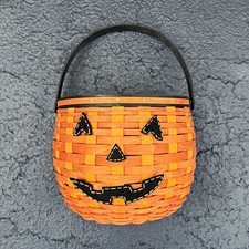 Longaberger 2011 Halloween Jack-O'-Lantern Woven Basket w/ Handle picture