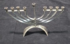Vintage 8-Branch  Silver  Menorah, stamped Hand Made Israel 10x6