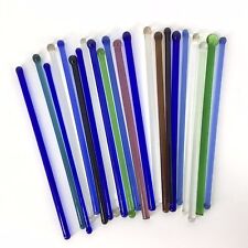 Vintage Glass Drink Stirrers Sizzle Sticks Lot Of 22 Pcs Blue Green Brown 003 picture