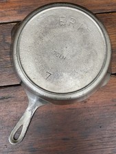 Pre Griswold Erie #7 Sixth Series Cast Iron Skillet In HTF Nickel Finish picture