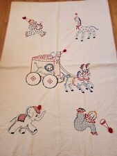 Rare Vintage Hand Quilted Circus Embroidered Quilt picture