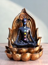 Ebros Spiritual Harmony Chakra Yoga Backflow Cone Incense Burner Statue 6