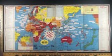 1945 WWII Large Foldout Poster Color War Map Allied Victory VE Day Gettier WW2 picture