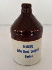 c1890s EMPTY Mercury John Hood Company Boston, Mass. Stoneware Mini Jug picture