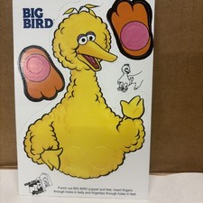 Sesame Street Vtg 1992 Big Bird Punch Out Finger Puppet Lot Of 20 Unused Min picture