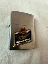 Vtg Zippo Miller Genuine Draft Flip Top Pocket Lighter Windproof Advertising picture