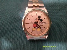 Disney Mans Lorus  Silver and Gold Tone Mickey Mouse Watch Day & Date V533-8A10 picture