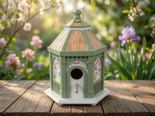 LENOX Birdhouse Family Friends Hand Painted Wood Original Box Decor Vintage picture