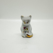 Vintage Porcelain Limoges Cat Floral 24K Gold Trinket picture