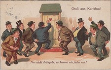 Gruß Aus Karlsbad Karlovy Vary Czech Republic Outhouse Comic 1933 Postcard picture