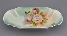 Vintage Silesia Oblong Relish or Celery Dish - Pink & White Cabbage Roses picture