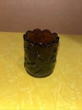 L.G. Wright PURPLE AMETHYST Glass WREATH & CHERRY Pattern TOOTHPICK HOLDER picture