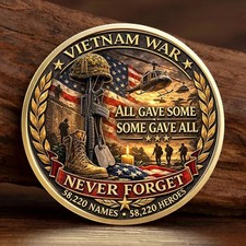 Vietnam War Veterans Memorial Challenge Coin 1955-1975 Never Forget Gift picture