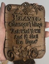 2 Mid Century Small Religious wall plaques  John 15:7  PS.37:4 picture