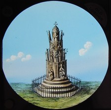 HAND COLOURED Glass Magic Lantern Slide CHEAPSIDE CROSS C1890 OLD LONDON picture