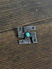 Antique 1930’s Navajo Whirling Log Pin Turquoise Silver Fred Harvey Southwestern picture