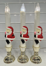 VINTAGE battery operated CANDLESTICKS with SANTA holding candle - SET OF 3 picture