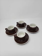 ACF Espresso Demitasse Cups & Saucers Brown Porcelain Set Of 4 picture