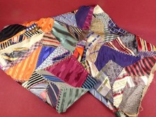 ANTIQUE 1930s HAND PIECED TURKEY TROT EMBROIDERY CRAZY QUILT TOP 54x74 NEEDS TLC picture
