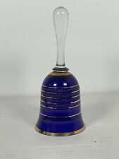 Crystalex Bohemian Crystal Blue Bell - Luxury Gilded Glass Cobalt Blue picture