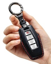 YONUFI for Mitsubishi Outlander Key Fob Cover Leather Remote Case Black  picture