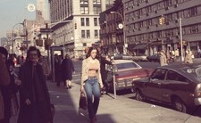 sl44 Original slide 1979 New York City street scene woman cars 492a picture