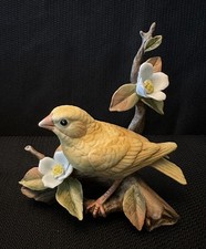 Lefton Canary Bird With Flower Fine Porcelain Figurine 4.5