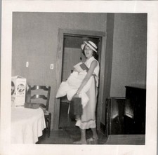 Barefoot Woman with Laundry & Jay’s Chips Box Photograph c. 1950s Midwest picture