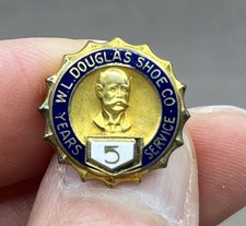Vintage WL Douglas Shoe Co Brockton MA Employee Pin 5 Years Service Pinback 5/8