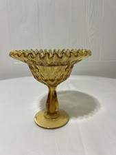 Fenton Amber Thumbprint Pedestal Candy Dish picture