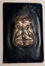 RARE Art Nouveau Journal /Folio  1890-1910 Leather/ Silver Plate   6x9 picture