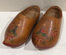 Wooden Dutch Souvenir Shoes Clogs Hand Crafted Holland Man & Woman Vintage picture