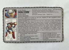 Gi Joe ARAH 1993 Snow Storm  V2 File Card Filecard Trading card picture