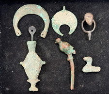 Lot of 6 Ancient Bronze Antique Items – Mixed Bronze Age Style Pieces picture
