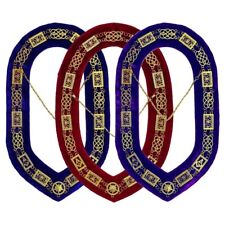 MASONIC GRAND LODGE Golden Chain Collars Set Of 3 Purple - Blue - Red picture