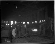 Homestead Pa Homestead Steel Works 1900s Ingot Slab Removed from Furnace picture