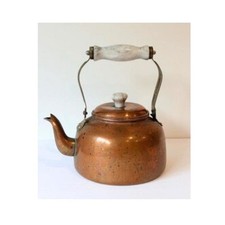 Vintage Copper Tea Kettle | Rustic Copper Kettle with Wooden Handle | Vintage picture
